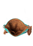 Millie Tooled Leather Saddle Blanket Bag in Blue