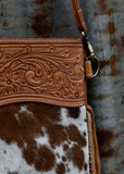 Reagan Cowhide Bag in Tan Tooled Leather