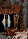 connie_tan_tooled_leather_saddle_blanket_saddleblanket_buckle_american_darling_turquoise_black_grey_western_cowgirl_handbag_rodeo_bag_fringe_mack_and_co_designs_australia