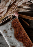 ashley_cowhide_clutch_tan_tooled_leather_western_country_classic_style_cowgirls_mack_and_co_designs_australia