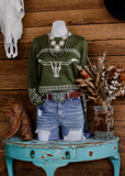 olive_longhorn_sweater_cowgirl_western_cotton_rye_outfitters_america_mack_and_co_designs_australia