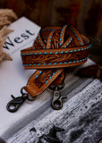 tooled_leather_bag_strap_brown_chocolate_western_buck_stitch_american_darling_floral_cowgirl_mack_and_co_designs_australia