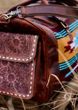 lorraine_saddle_blanket_antique_tooled_leather_buckstitch_overnight_travel_bag_american_darling_western_mack_and_co_designs_australia