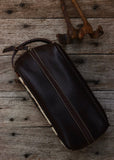 Bandera Cowhide Toiletries Bag - Chocolate Tooled Leather