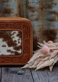 Addilyn Cowhide Jewellery Case in Tan Tooled Leather