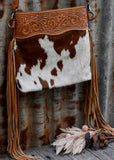 Reagan Cowhide Bag in Tan Tooled Leather