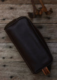 Bandera Cowhide Toiletries Bag - Chocolate Tooled Leather