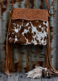 Reagan Cowhide Bag in Tan Tooled Leather