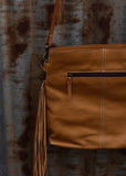 Reagan Cowhide Bag in Tan Tooled Leather