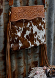 Reagan Cowhide Bag in Tan Tooled Leather