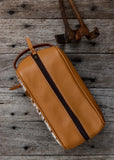 Bandera Cowhide Toiletries Bag - Tan Tooled Leather