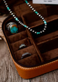 Addilyn Cowhide Jewellery Case in Tan Tooled Leather