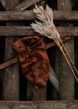 rodeo_western_fashion_silk_satin_chocolate_brown_handmade_handcrafted_concho_scarfslide_slide_wildrag_wild_rag_neck_scarf_tie_necktie_floral_scarves_bucking_bronco_campdraft_barrel_racing_racer_linen_cutting_gingham_paisley_cowgirl_mack_and_co_designs_australia