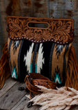 connie_tan_tooled_leather_saddle_blanket_saddleblanket_buckle_american_darling_turquoise_black_grey_western_cowgirl_handbag_rodeo_bag_fringe_mack_and_co_designs_australia