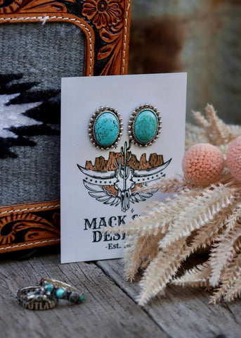 Turquoise Stone Stud Earrings