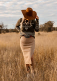 olive_longhorn_sweater_cowgirl_western_cotton_rye_outfitters_america_mack_and_co_designs_australia