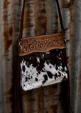 Reagan Cowhide Bag in Chocolate Tooled Leather