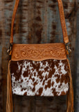 Reagan Cowhide Bag in Tan Tooled Leather