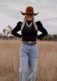 eleanor_ruffle_puff_sleeve_bodysuit_cowgirl_western_black_mack_and_co_designs_australia