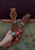 sunflower_western_tooled_leather_apple_watch_band_genuine_real_cowgirl_mack_and_co_designs_australia