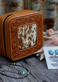 Addilyn Cowhide Jewellery Case in Tan Tooled Leather