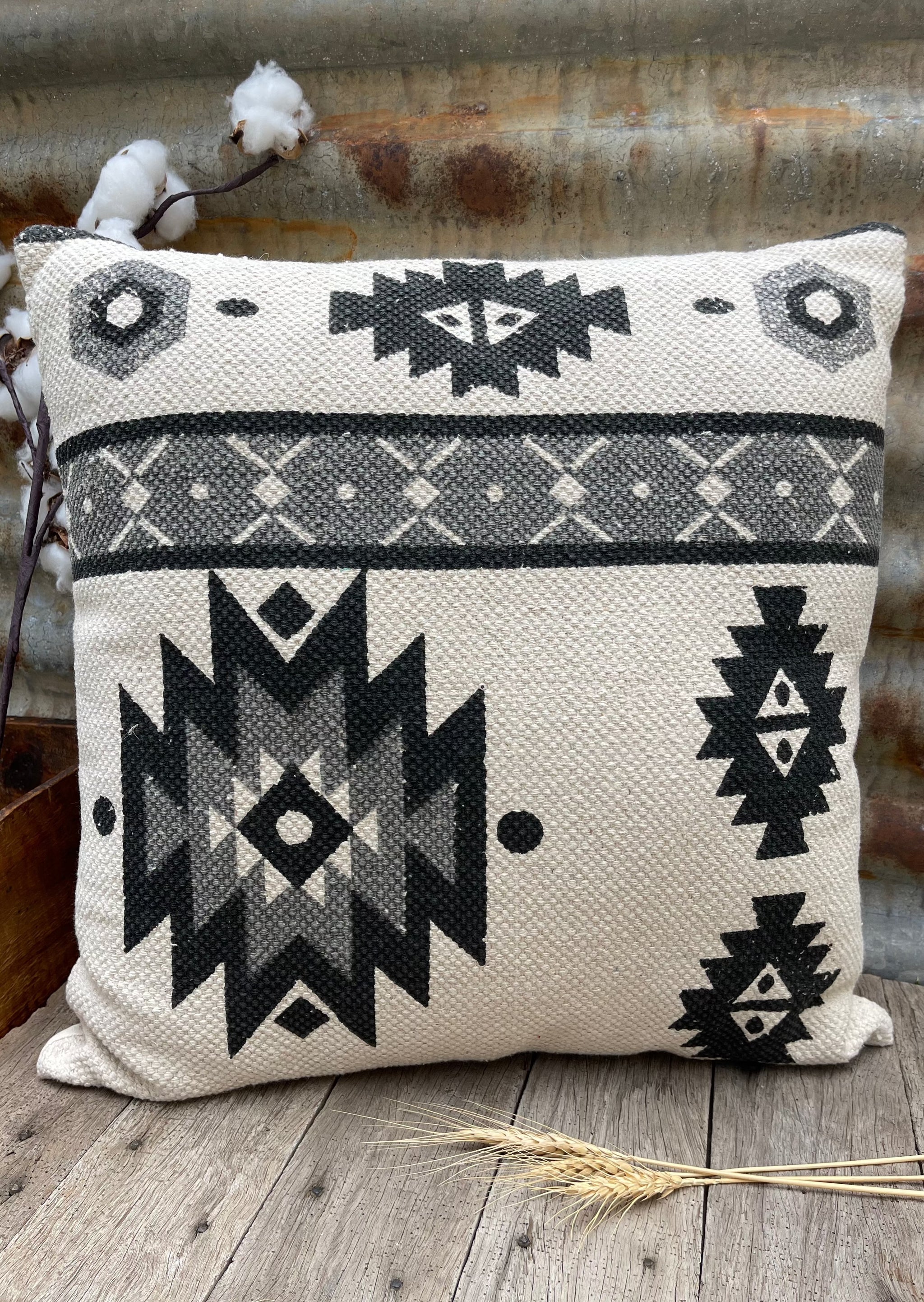 Grey shops aztec cushion